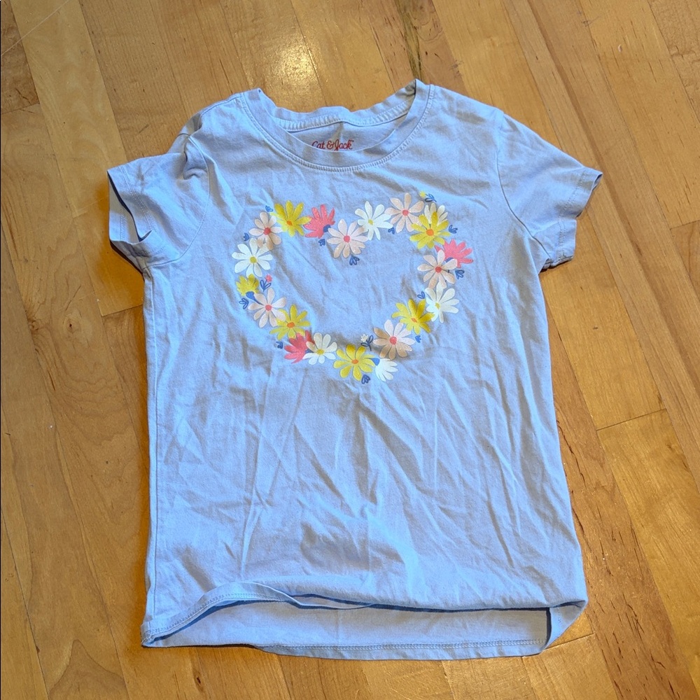 Cat & Jack Light Blue Floral Wreath Tee